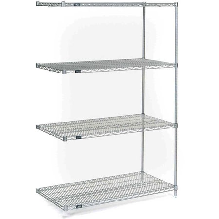 Nexel 5 Tier Chrome Wire Shelving Add-On Unit, 54W x 21D x 86H A21548C5